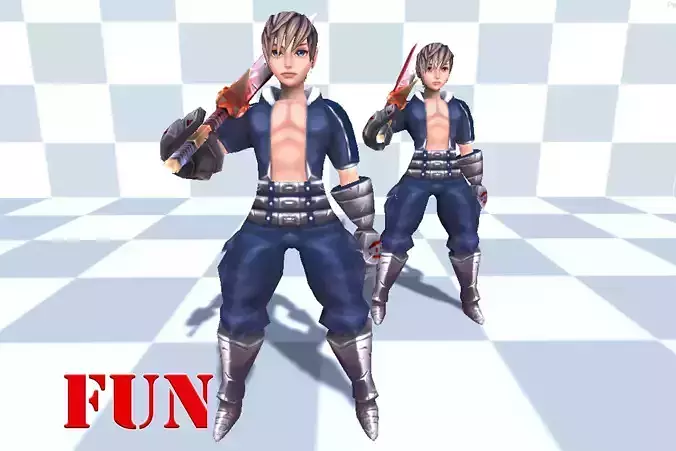 Npc Warrior boy Low-poly 3D model