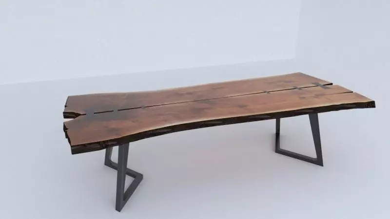 Massive Wood Table 3D model_0