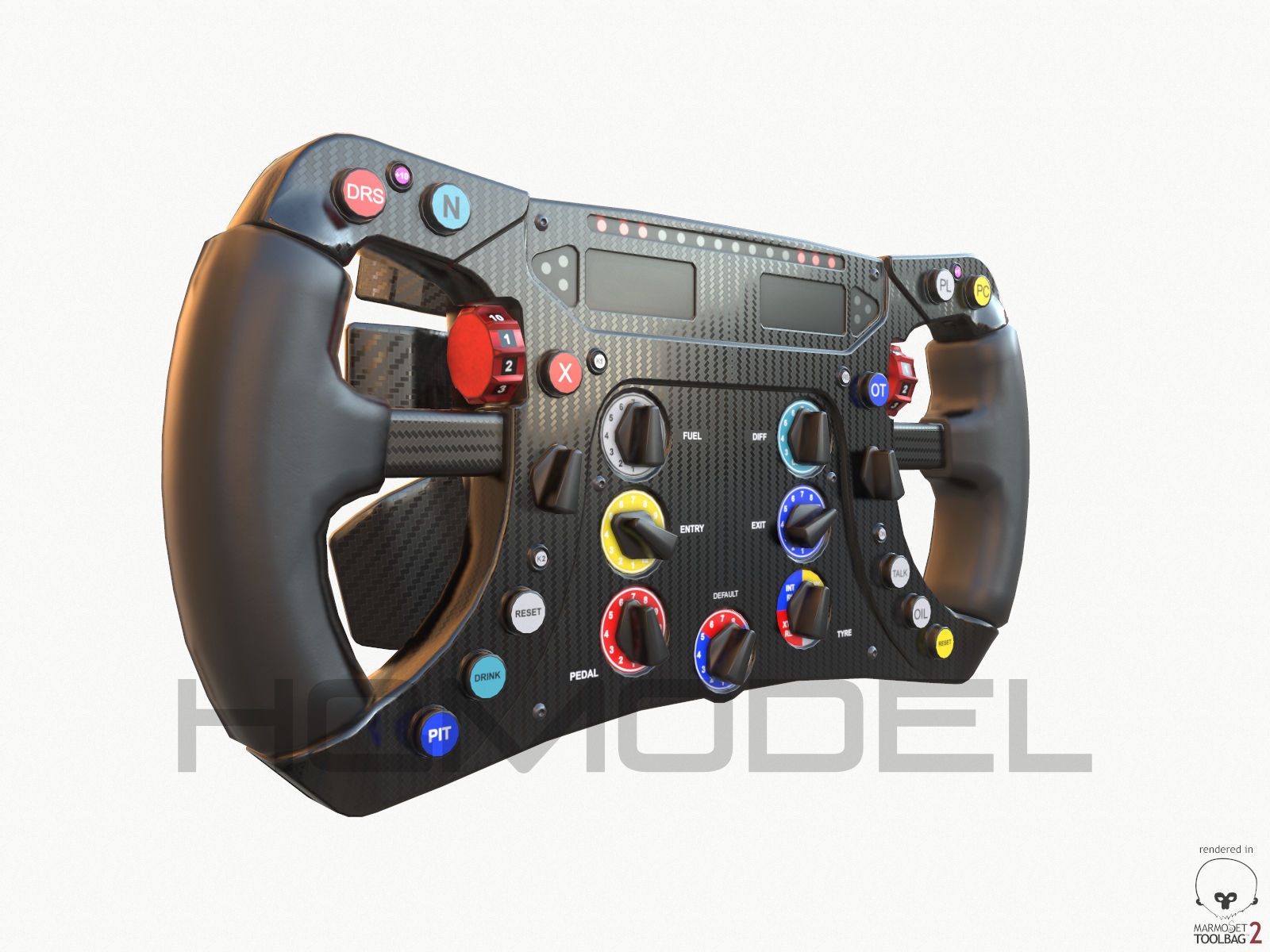 F1 Steer Wheel Generic Formula Race Low-poly 3D model_8