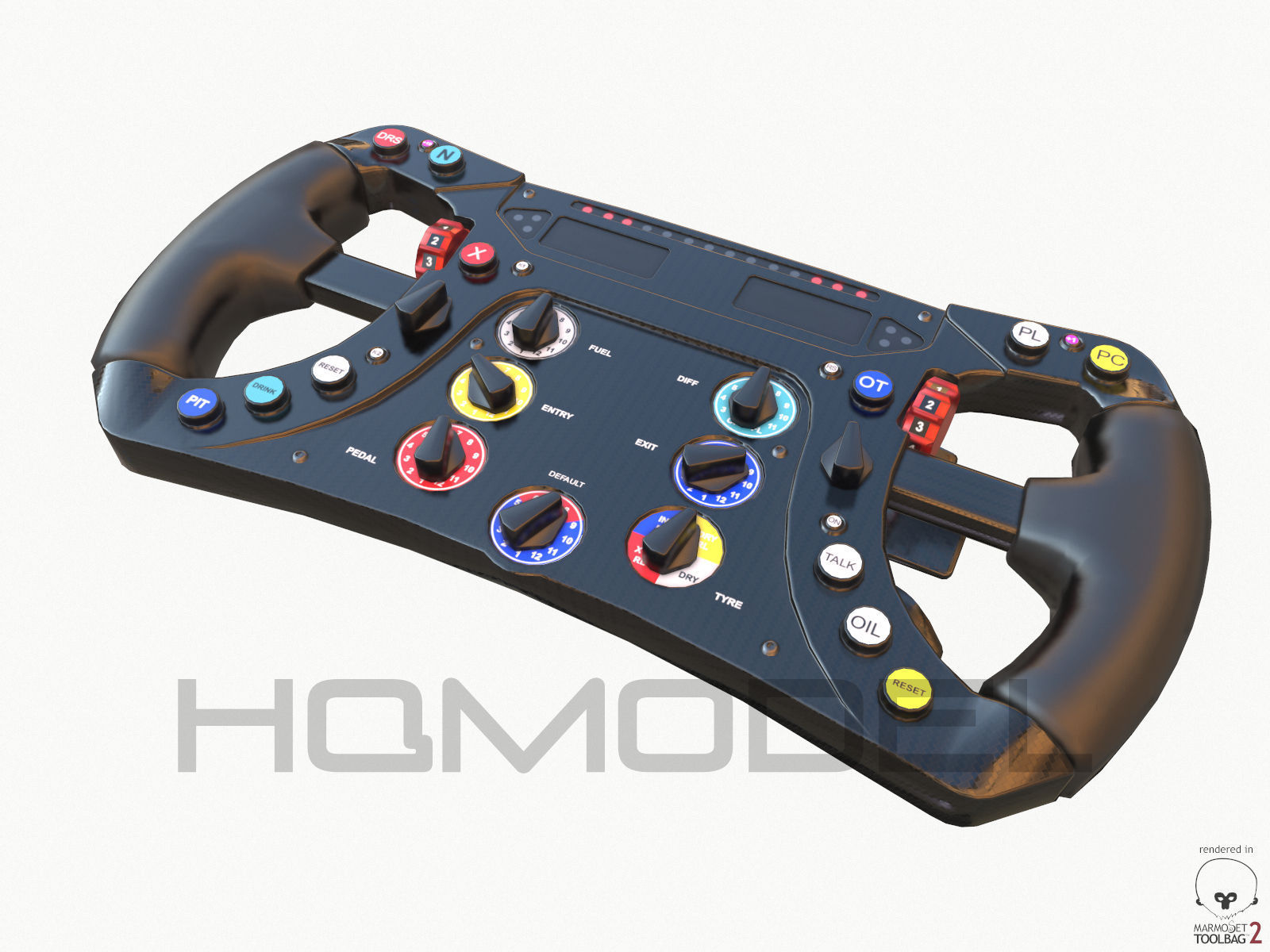 F1 Steer Wheel Generic Formula Race Low-poly 3D model_9