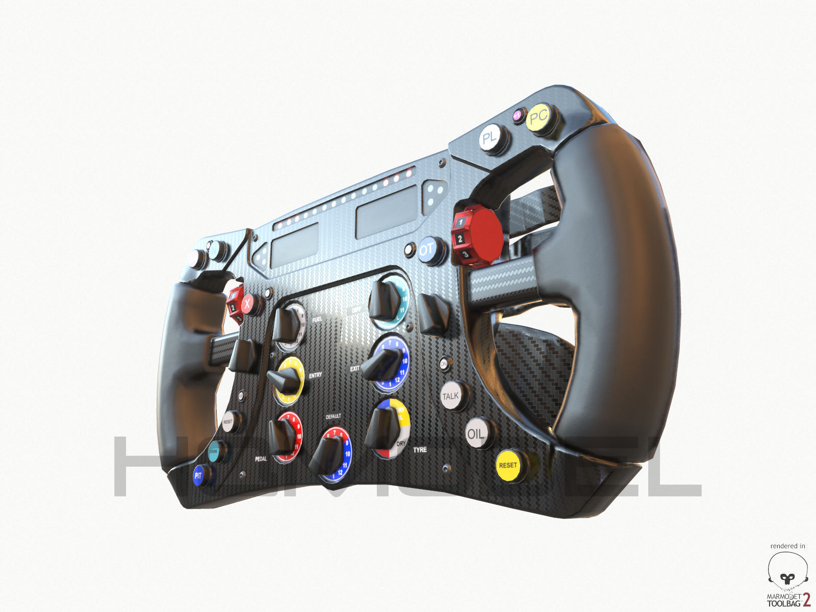 F1 Steer Wheel Generic Formula Race Low-poly 3D model_7