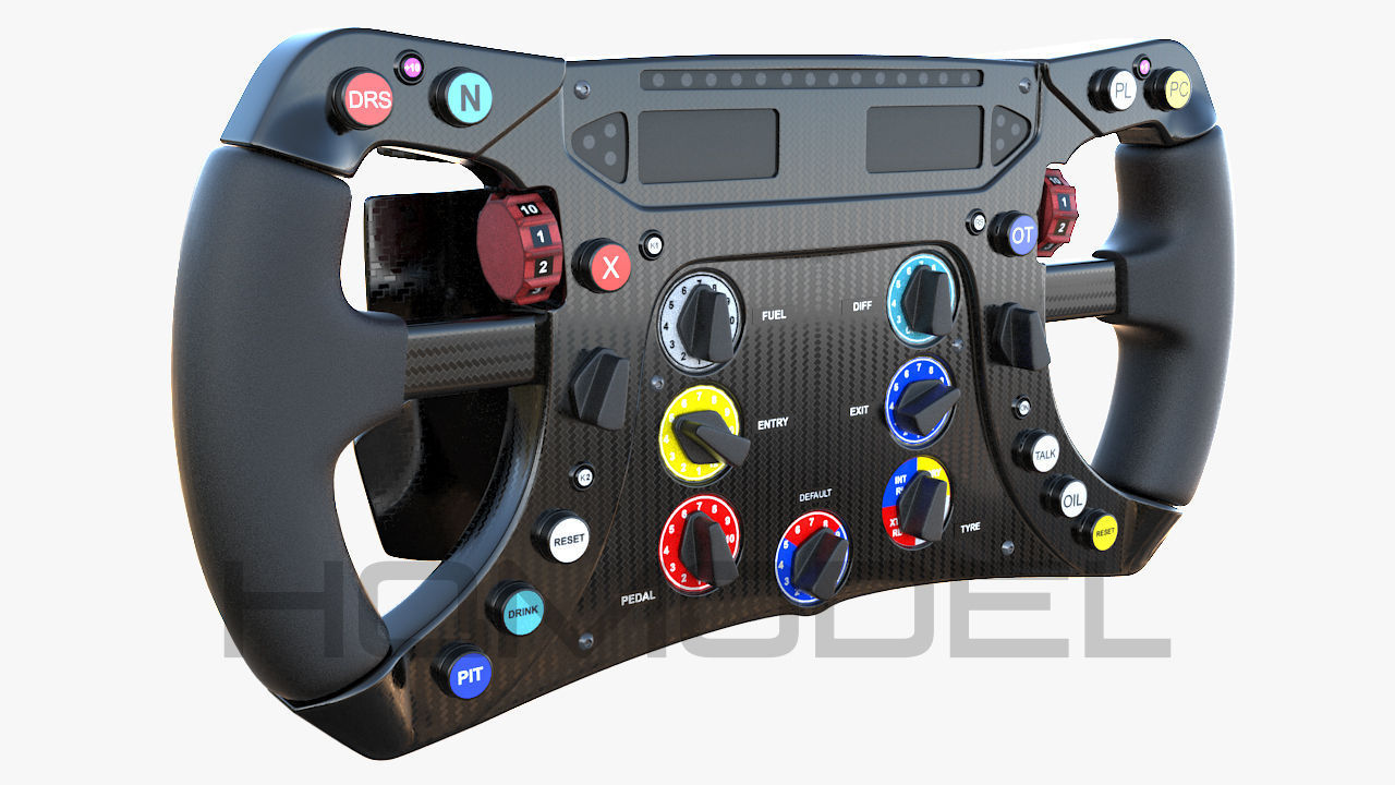 F1 Steer Wheel Generic Formula Race Low-poly 3D model_17