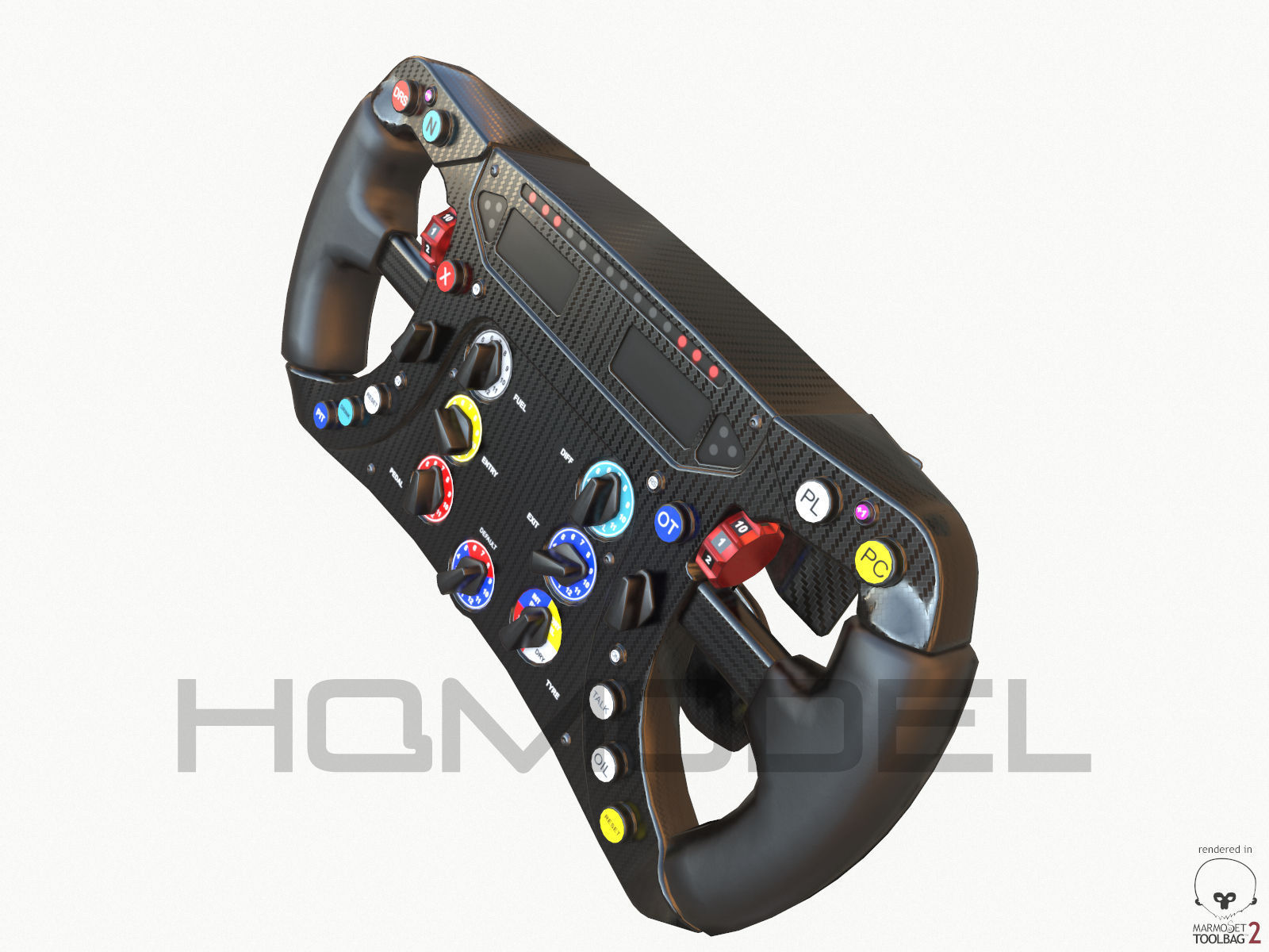 F1 Steer Wheel Generic Formula Race Low-poly 3D model_12