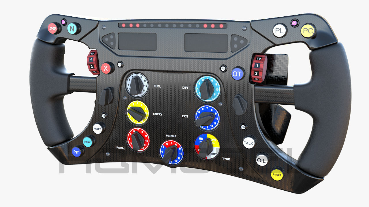 F1 Steer Wheel Generic Formula Race Low-poly 3D model_16