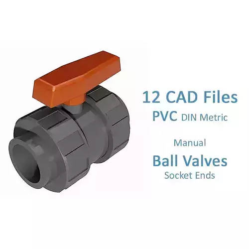 PVC Manual Ball Valves - Metric Socket Ends Free 3D model