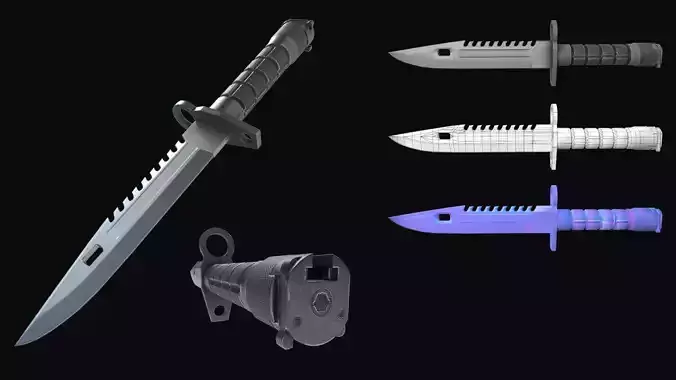 M9 Bayonet Low Poly Low-poly 3D model