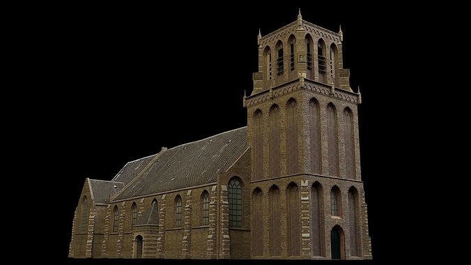 Medieval Church Low-poly 3D model