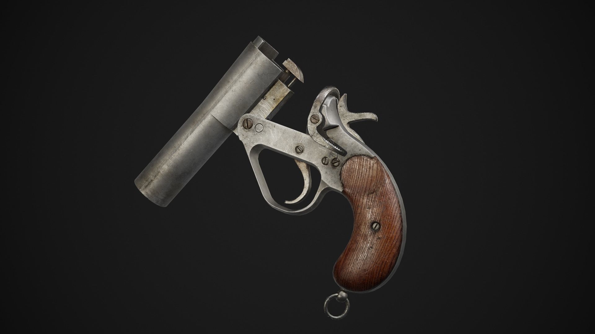 Webley No 1 Mk IV Flare Signal Pistol Low-poly 3D model_3