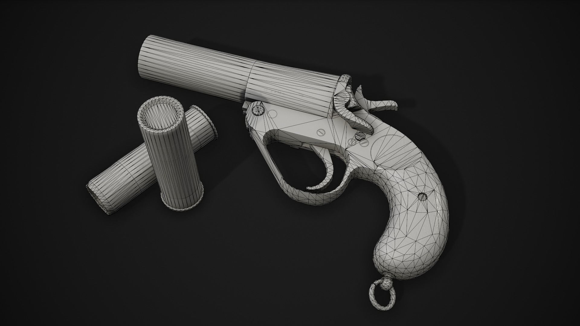 Webley No 1 Mk IV Flare Signal Pistol Low-poly 3D model_11
