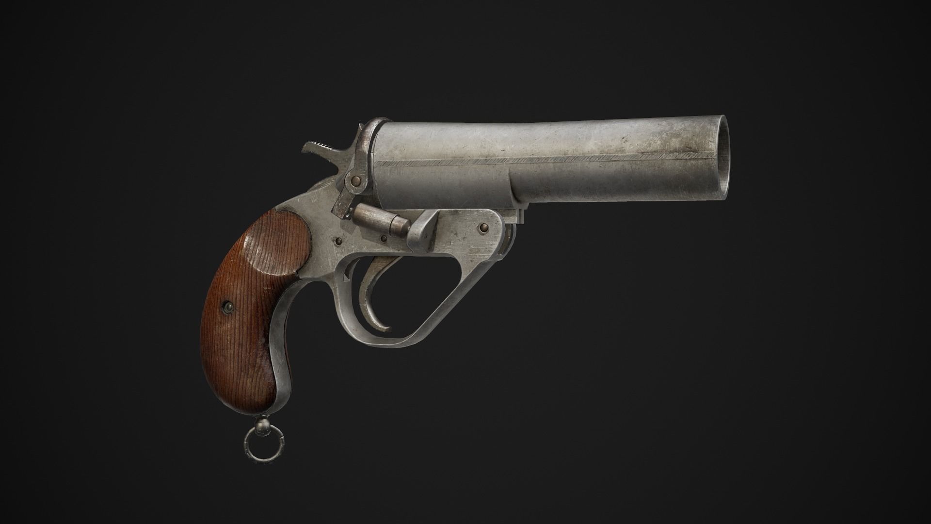 Webley No 1 Mk IV Flare Signal Pistol Low-poly 3D model_1