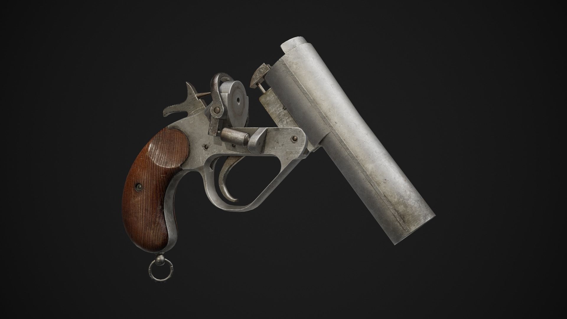 Webley No 1 Mk IV Flare Signal Pistol Low-poly 3D model_2