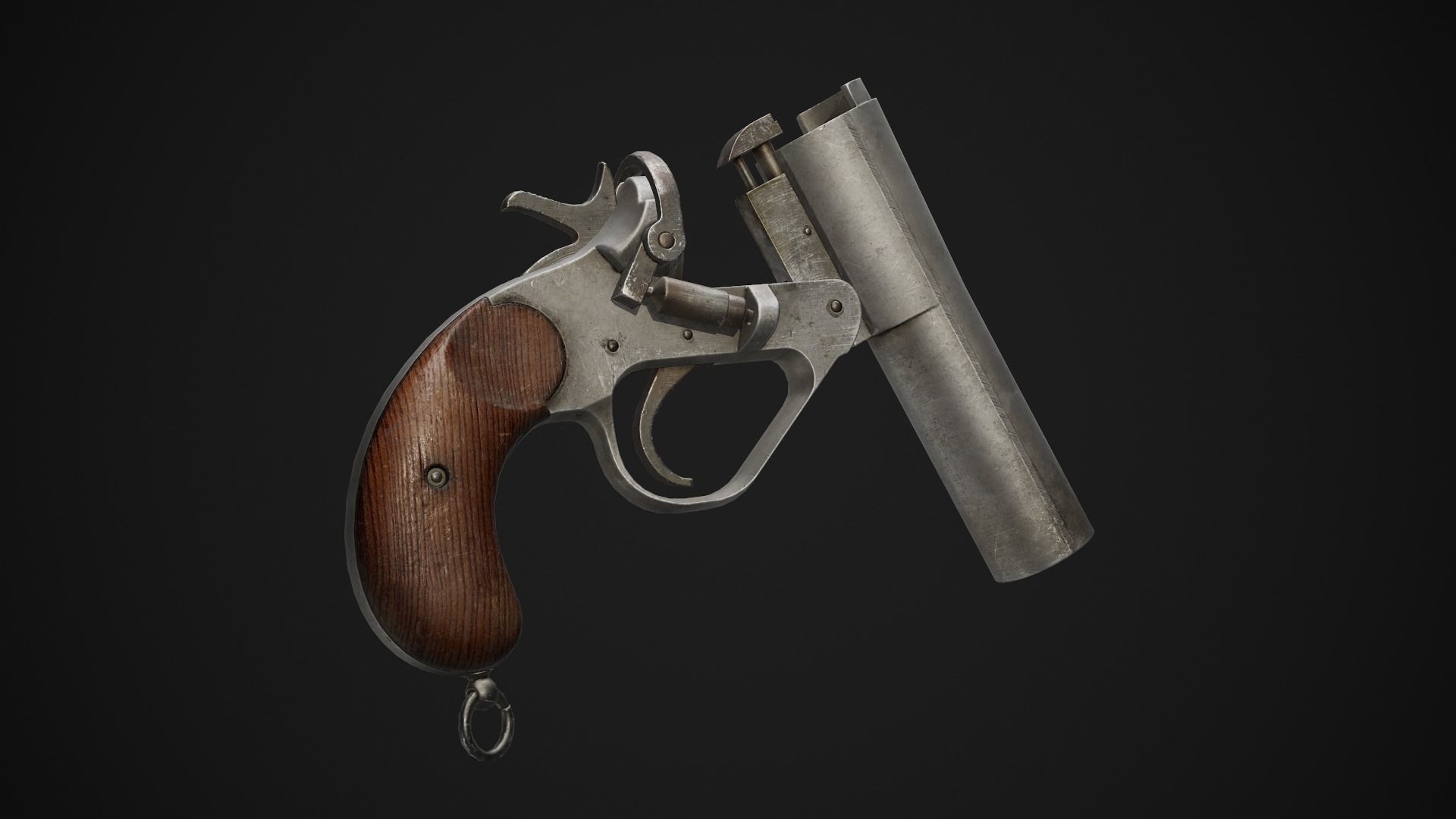 Webley No 1 Mk IV Flare Signal Pistol Low-poly 3D model_4