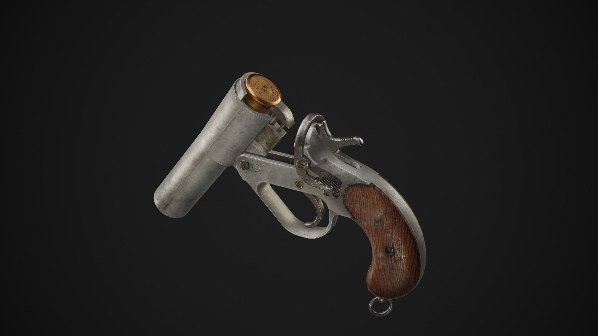 Webley No 1 Mk IV Flare Signal Pistol Low-poly 3D model_10