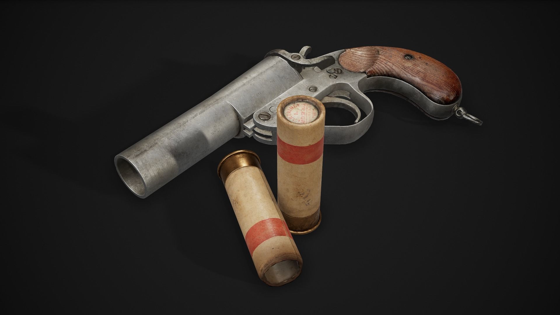 Webley No 1 Mk IV Flare Signal Pistol Low-poly 3D model_8