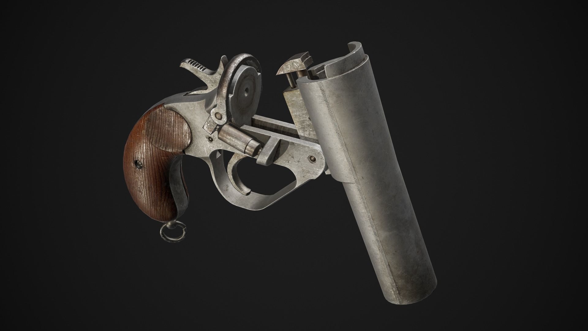 Webley No 1 Mk IV Flare Signal Pistol Low-poly 3D model_5