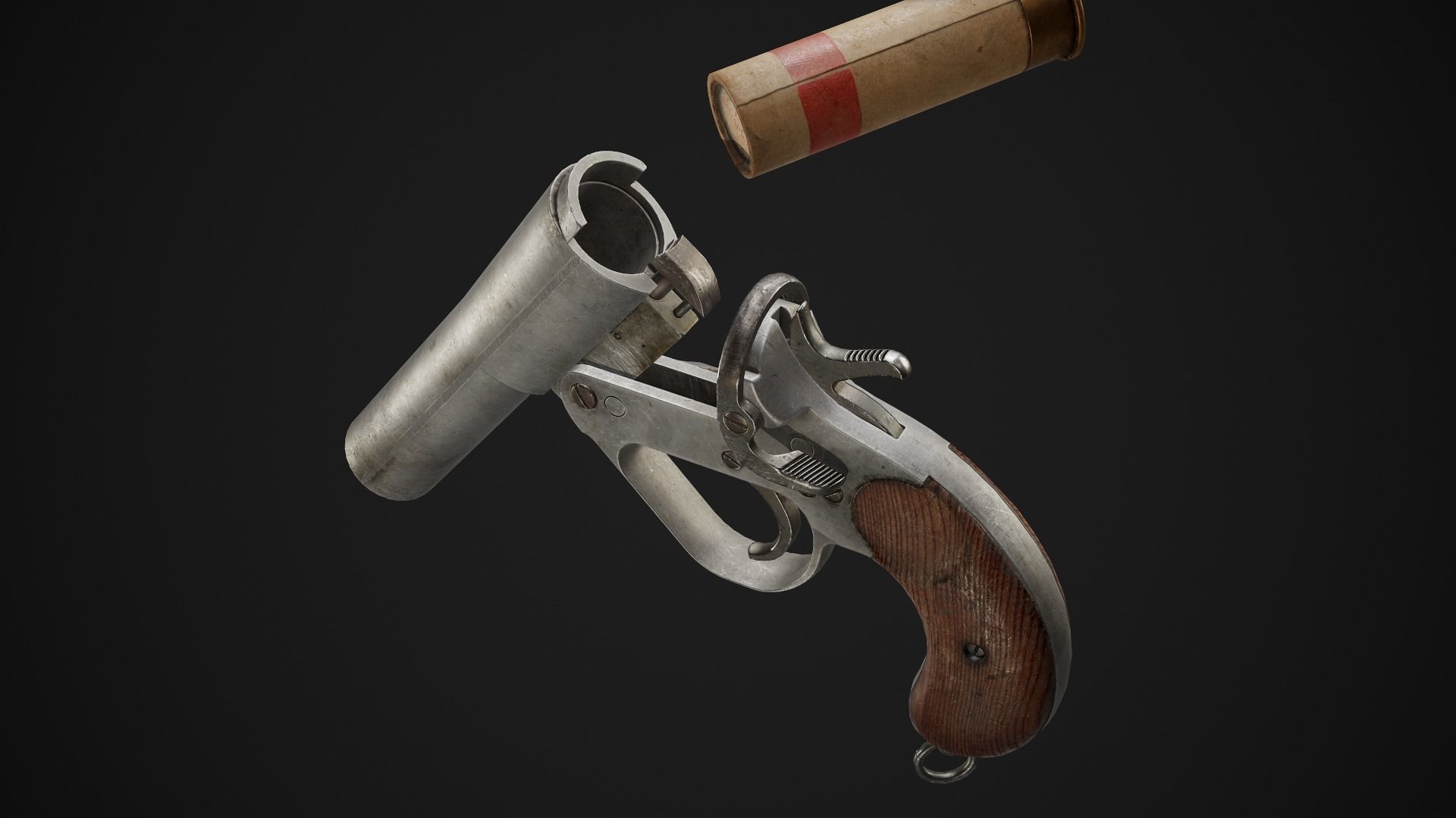 Webley No 1 Mk IV Flare Signal Pistol Low-poly 3D model_9