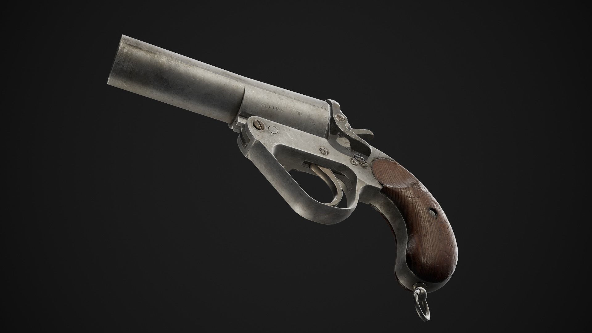 Webley No 1 Mk IV Flare Signal Pistol Low-poly 3D model_7