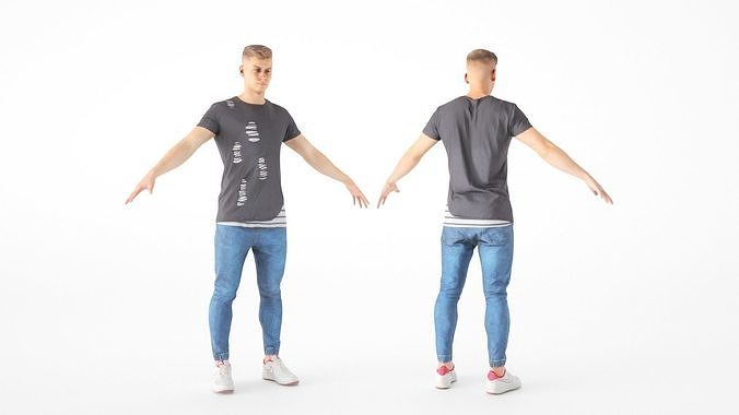Male casual style with PBR textures 17 Low-poly 3D model