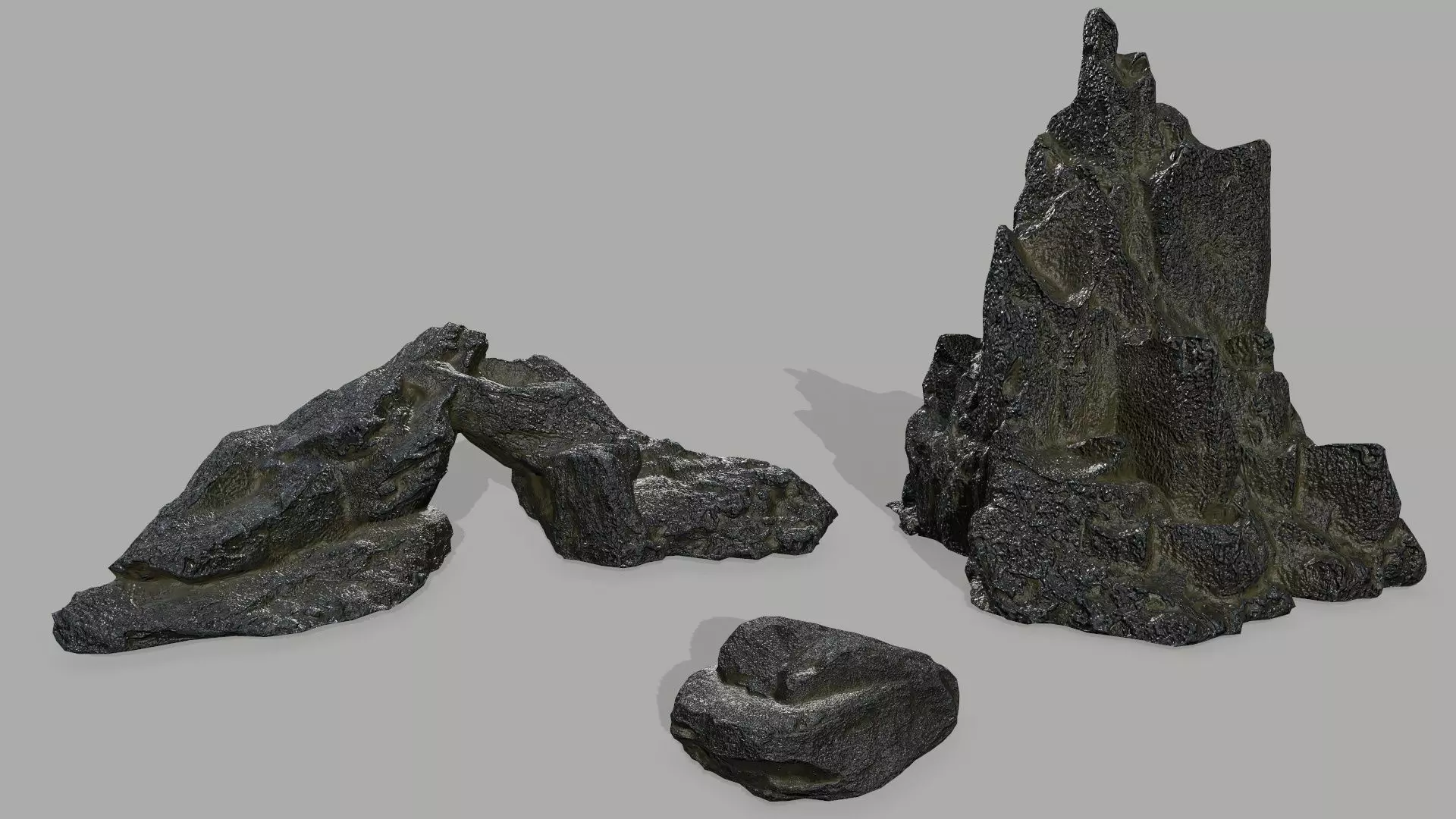 Rock set Low-poly 3D model_0