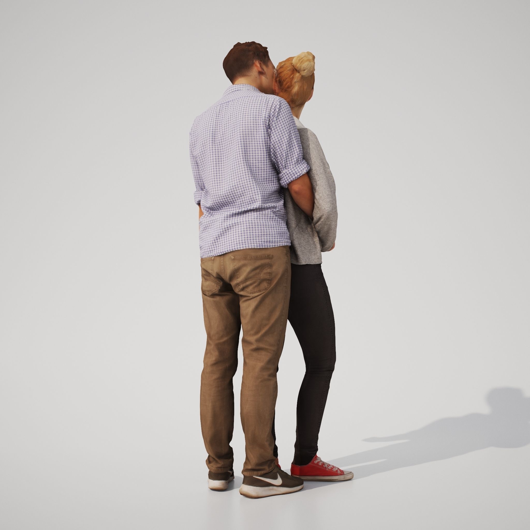 Couple 01 Man and  Woman posed in casual outfits 3D model_3
