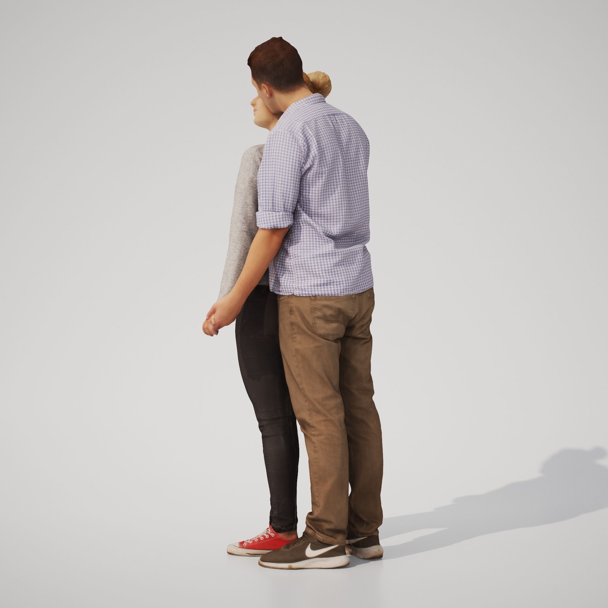 Couple 01 Man and  Woman posed in casual outfits 3D model_4