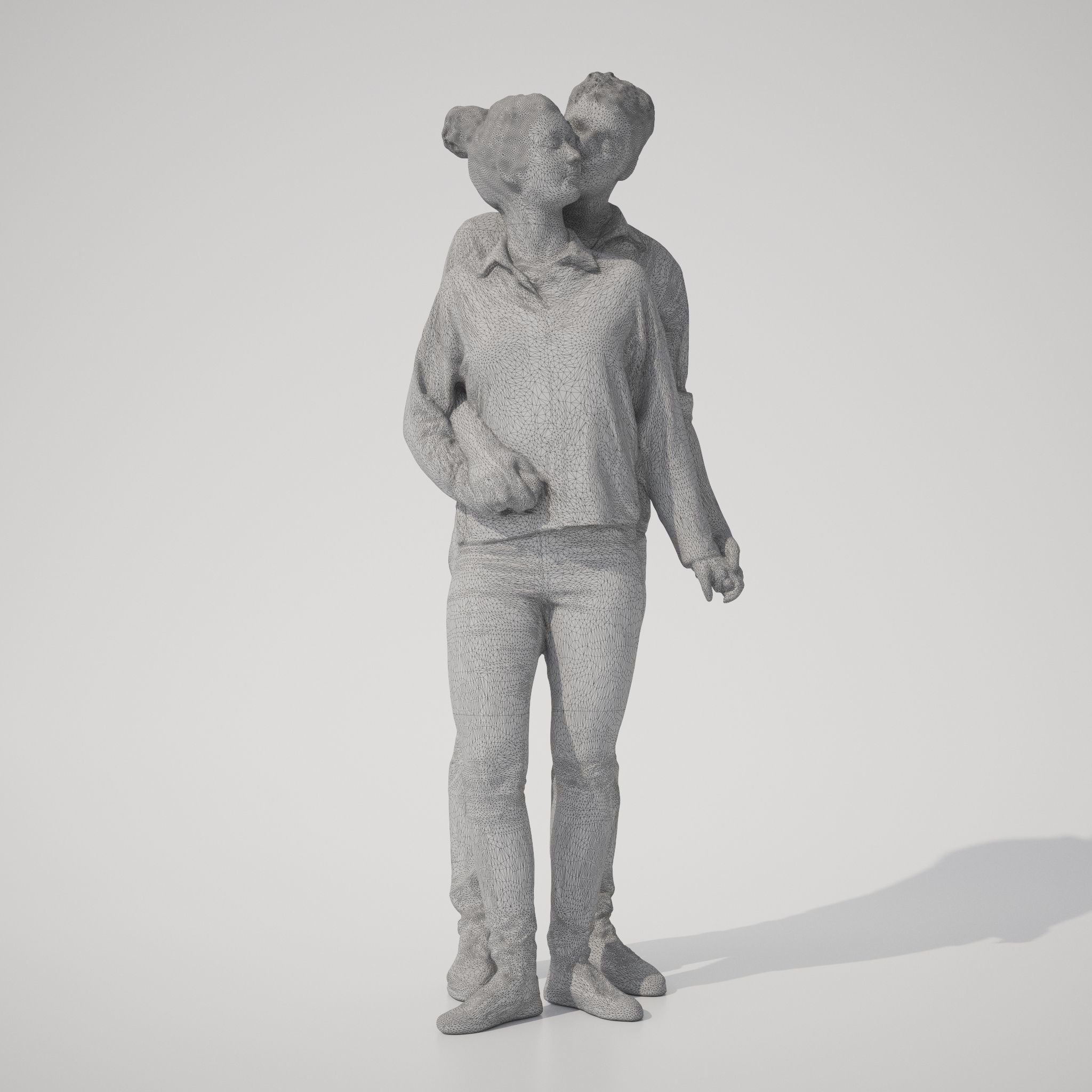 Couple 01 Man and  Woman posed in casual outfits 3D model_6