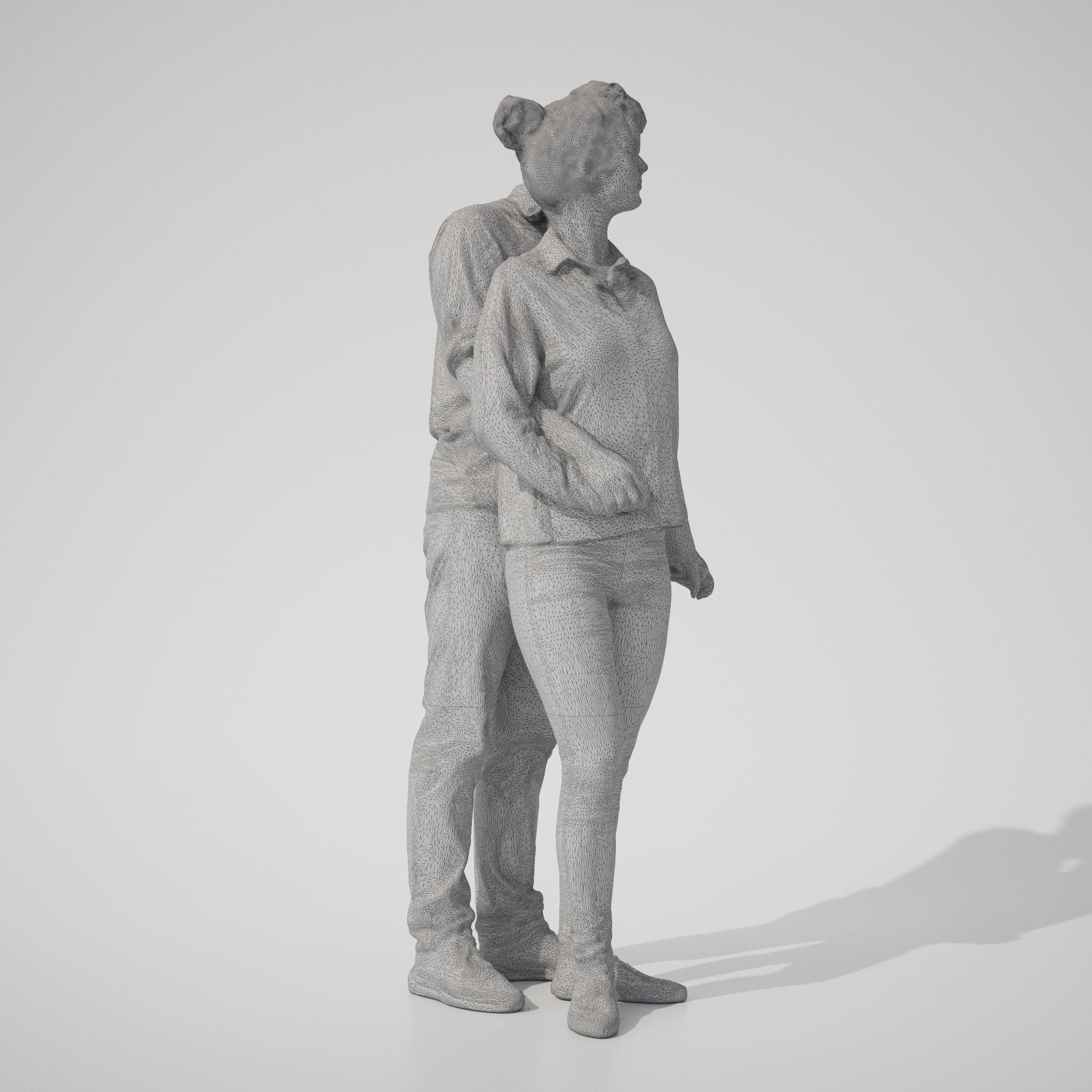Couple 01 Man and  Woman posed in casual outfits 3D model_7