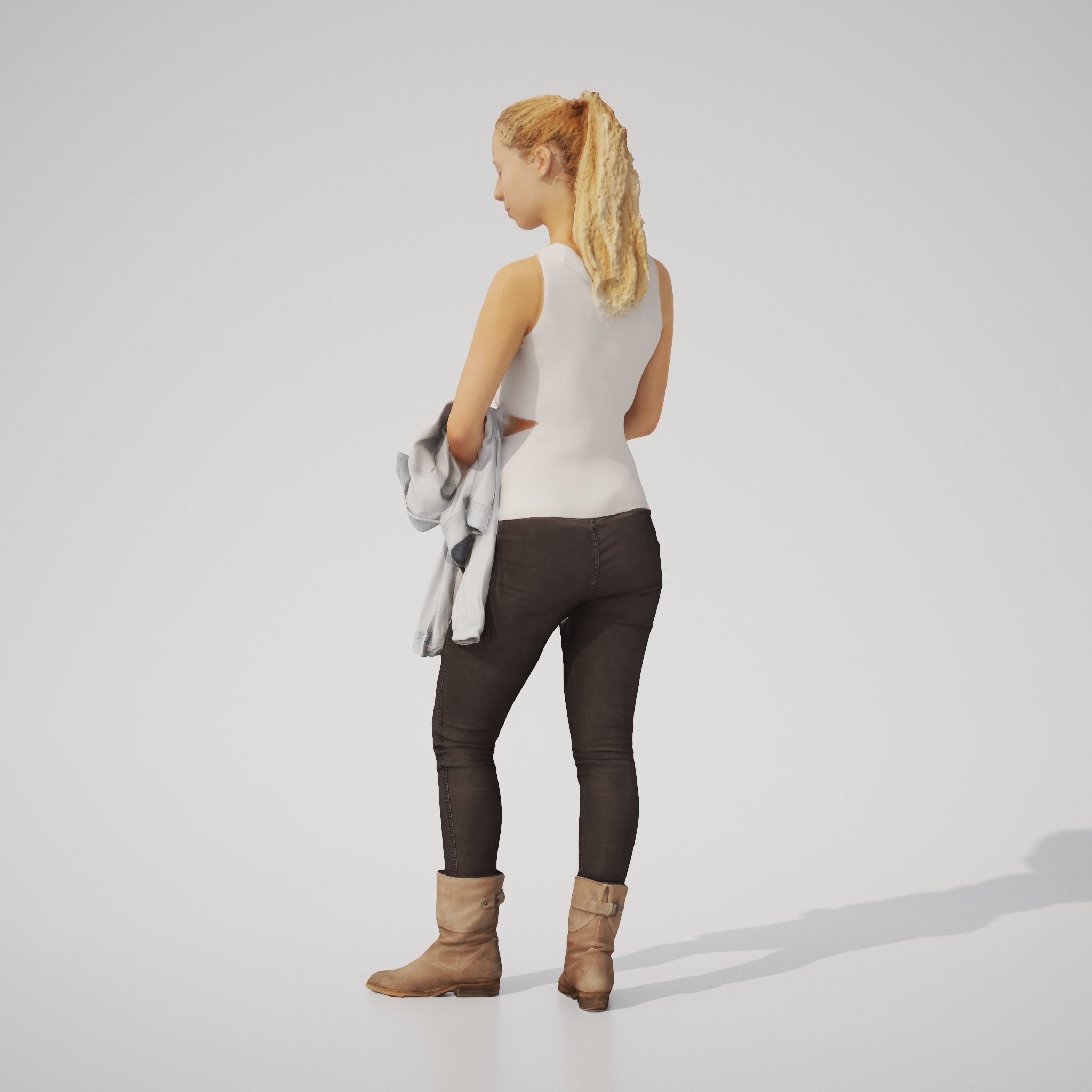 Paola 01 Woman posed standing in casual outfit holding jacket 3D model_4