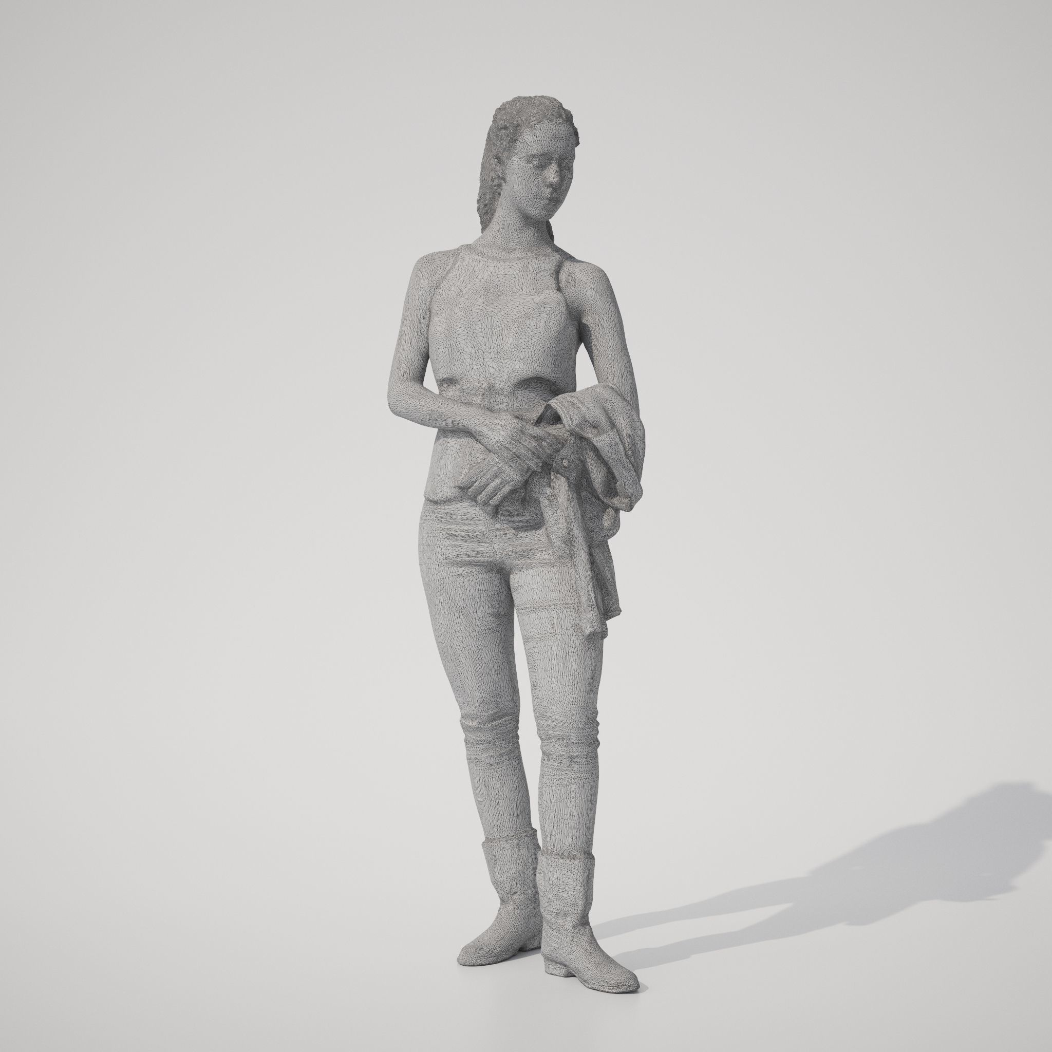 Paola 01 Woman posed standing in casual outfit holding jacket 3D model_6