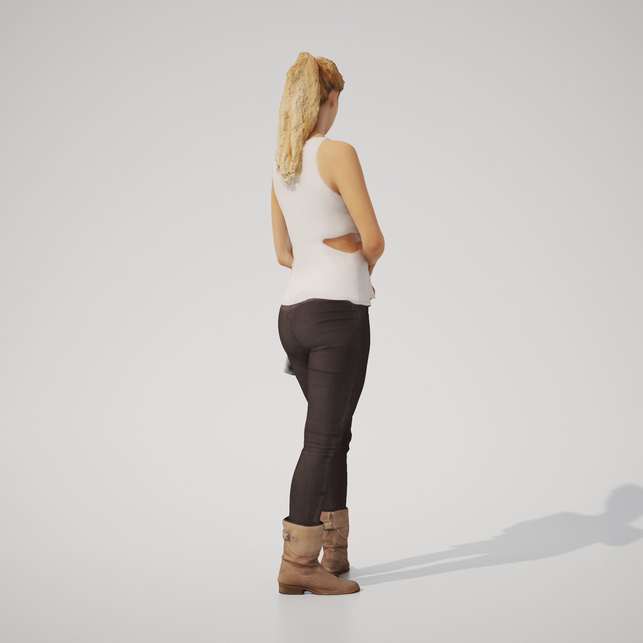 Paola 01 Woman posed standing in casual outfit holding jacket 3D model_3