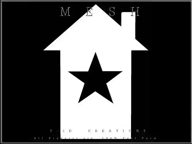 House with hole in form of star with garland Low-poly 3D model