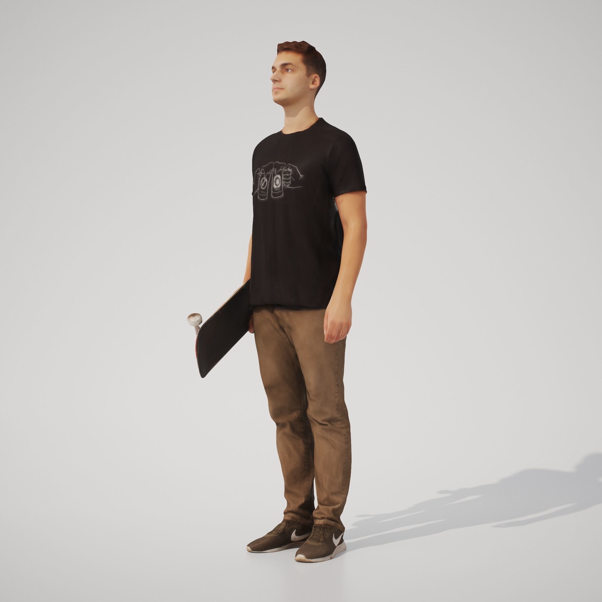 Tom 02 Man posed standing casual outfit with skateboard 3D model_6