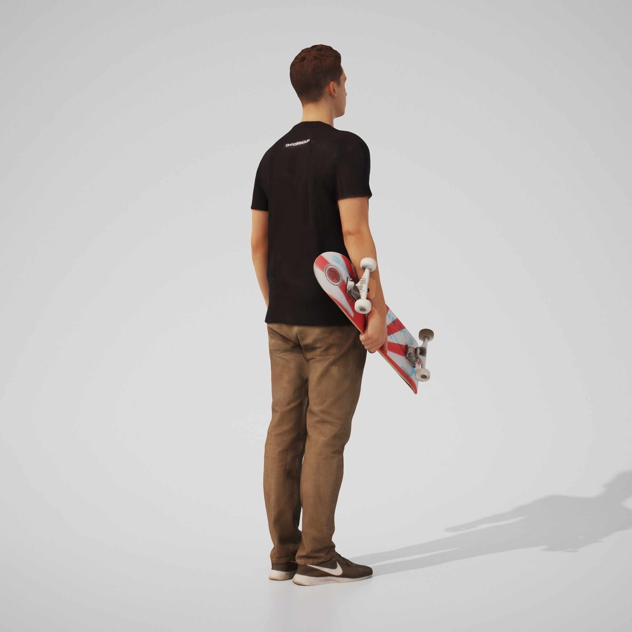 Tom 02 Man posed standing casual outfit with skateboard 3D model_4
