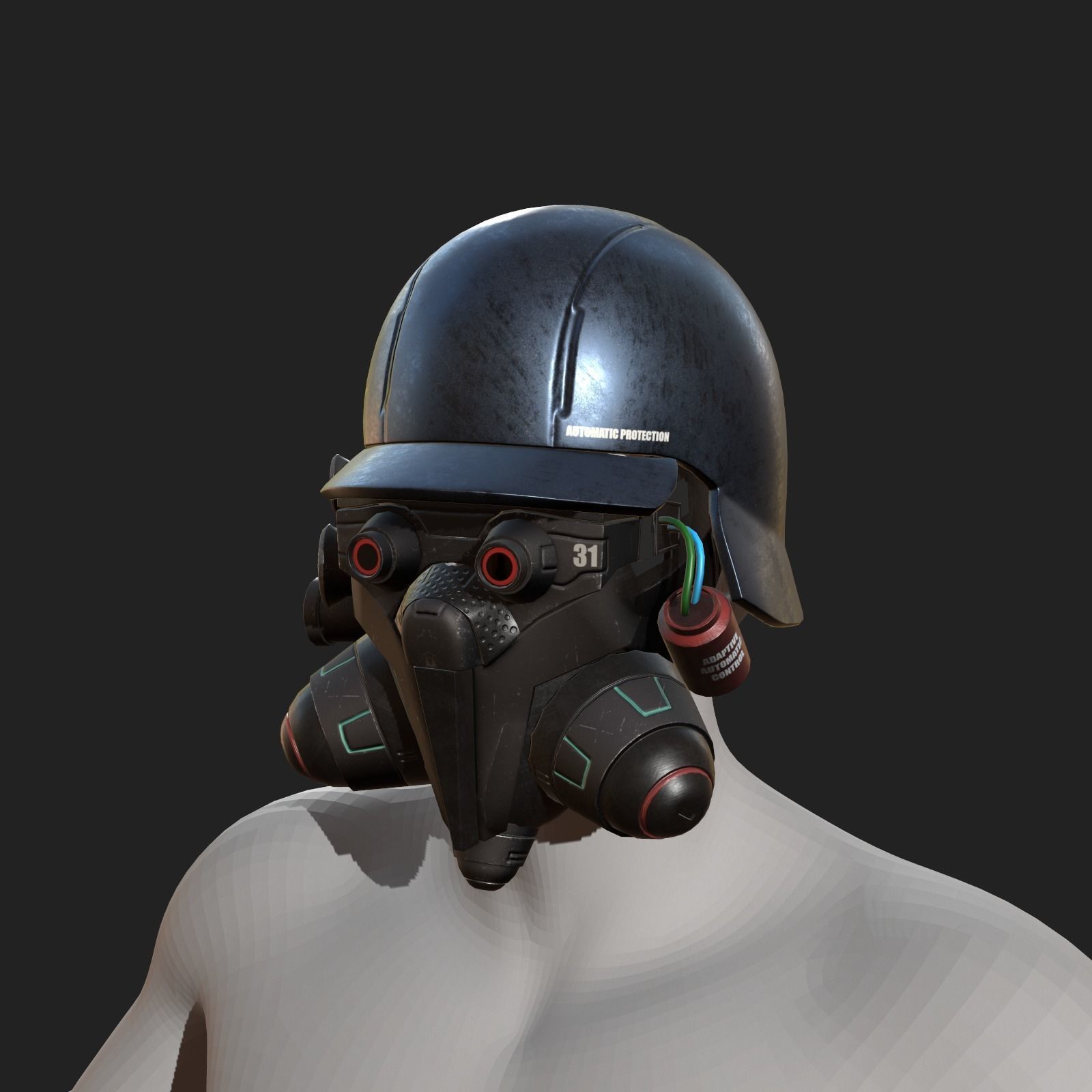 Helmet scifi military combat 3d model soldier armor  Low-poly 3D model_6