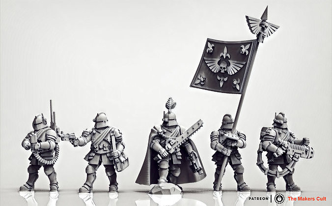 Feudal Guard Command Squad 3D print model