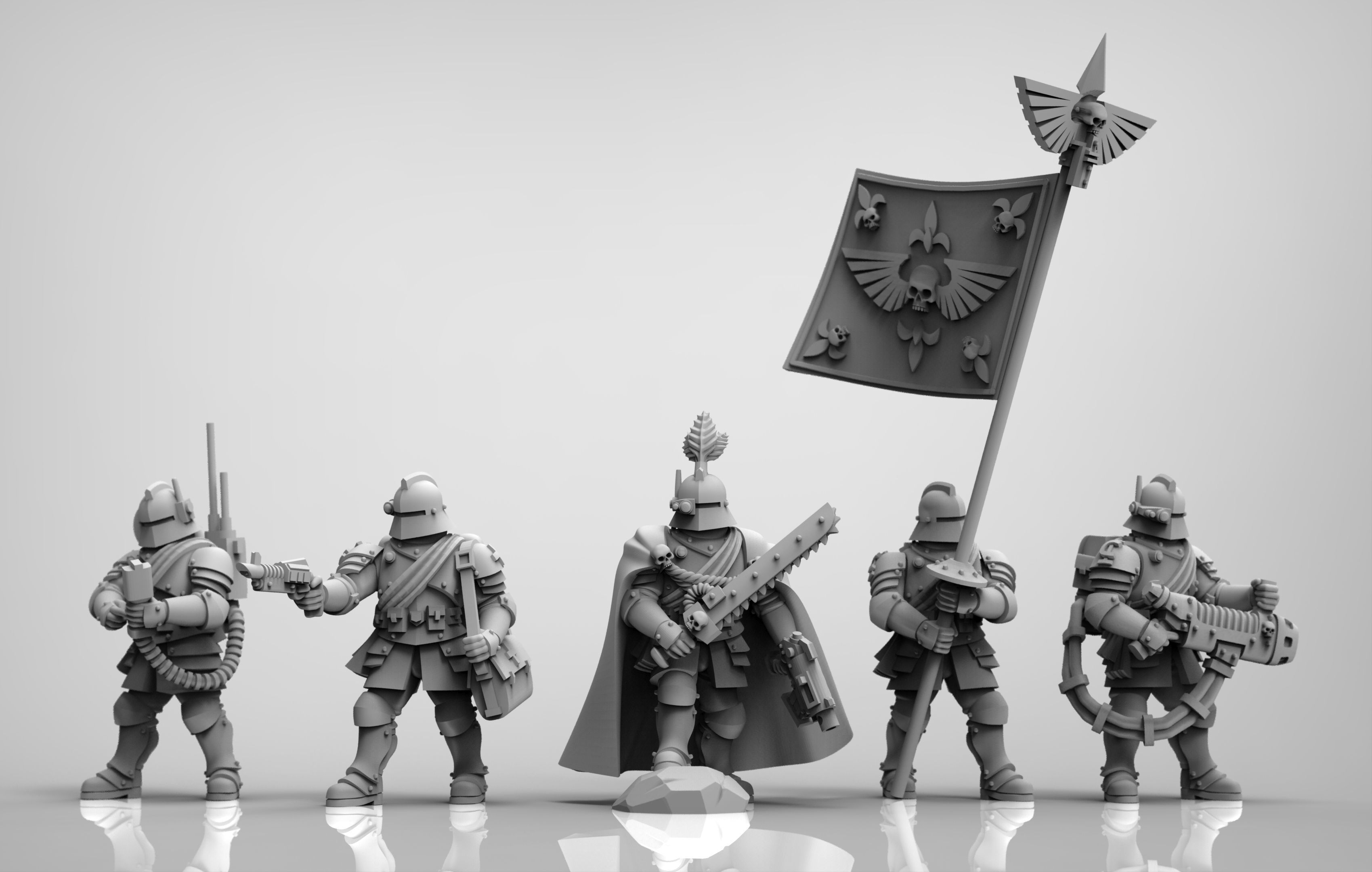 Feudal Guard Command Squad 3D print model_2