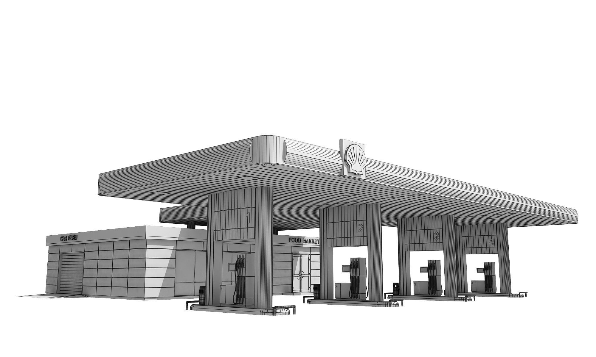Petrol Station 3D model_7
