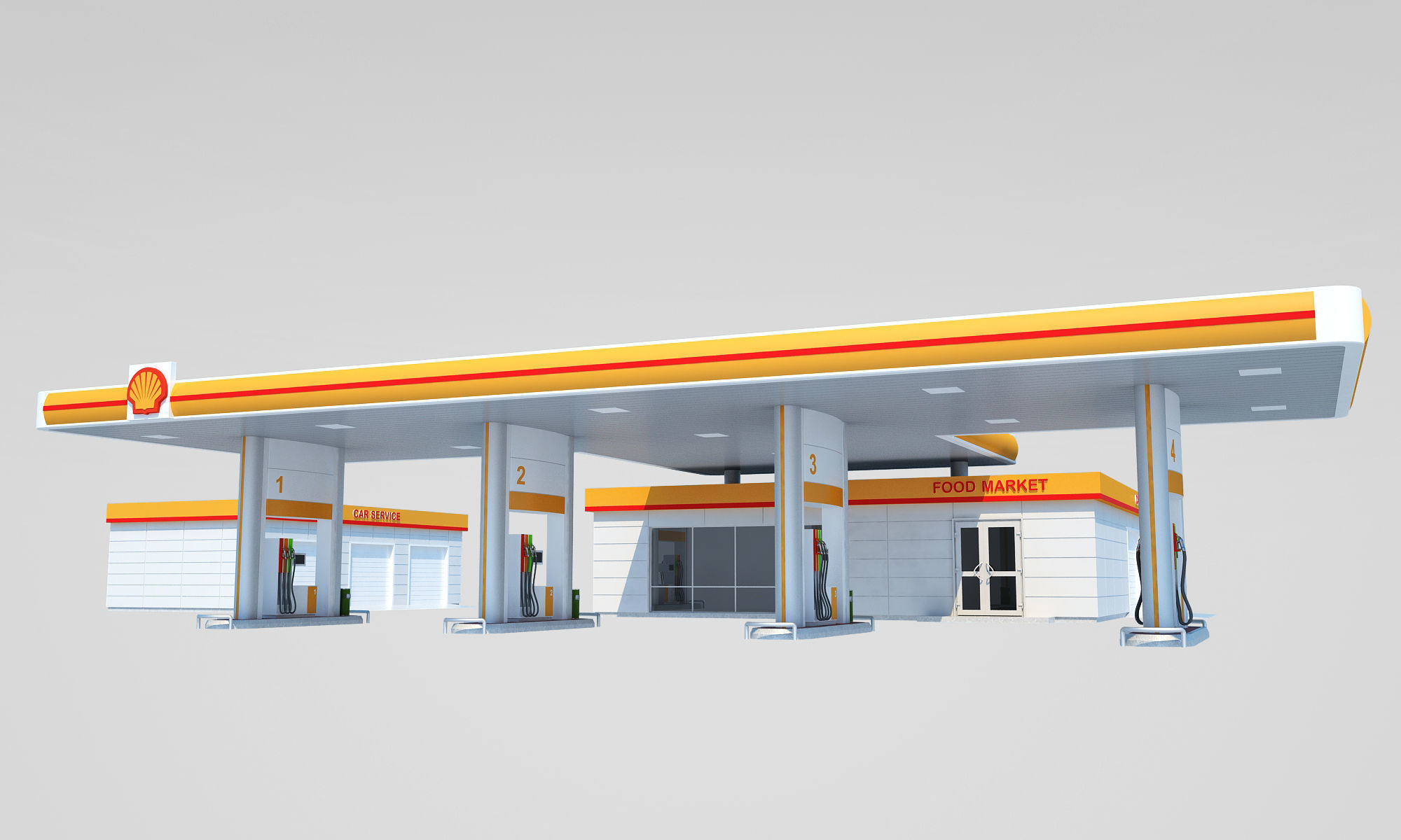 Petrol Station 3D model_4