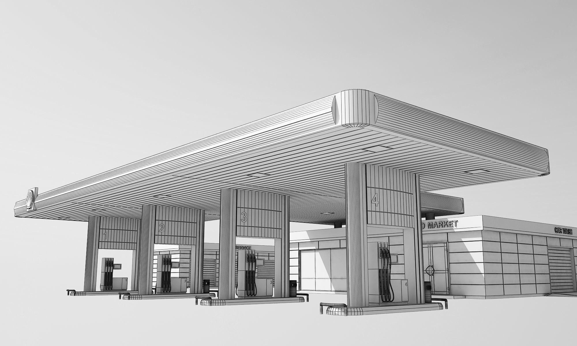 Petrol Station 3D model_2