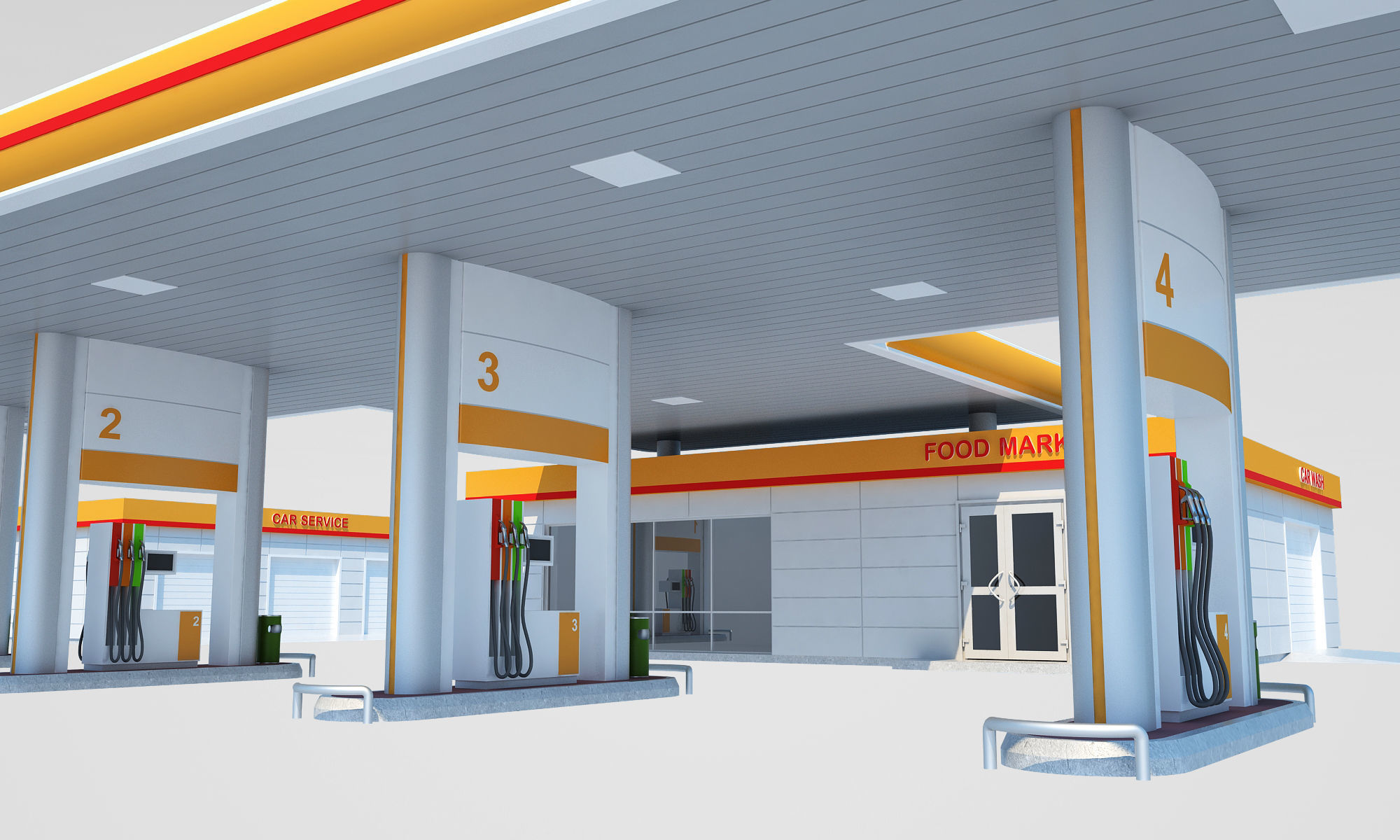 Petrol Station 3D model_5