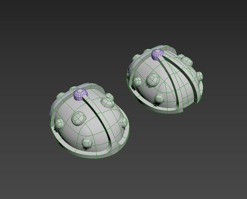 101112 SE stud earrings ladybugs with enamel  3D print model_16