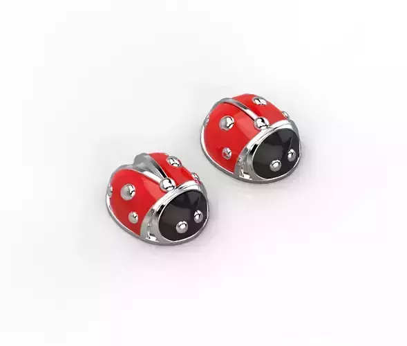 101112 SE stud earrings ladybugs with enamel  3D print model