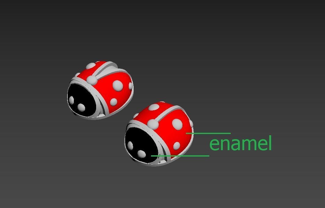 101112 SE stud earrings ladybugs with enamel  3D print model_8
