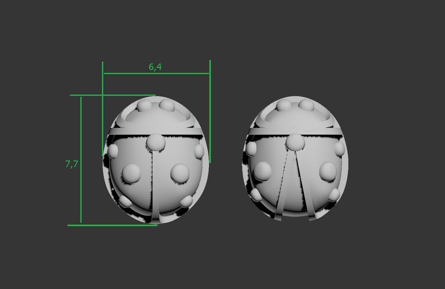 101112 SE stud earrings ladybugs with enamel  3D print model_6