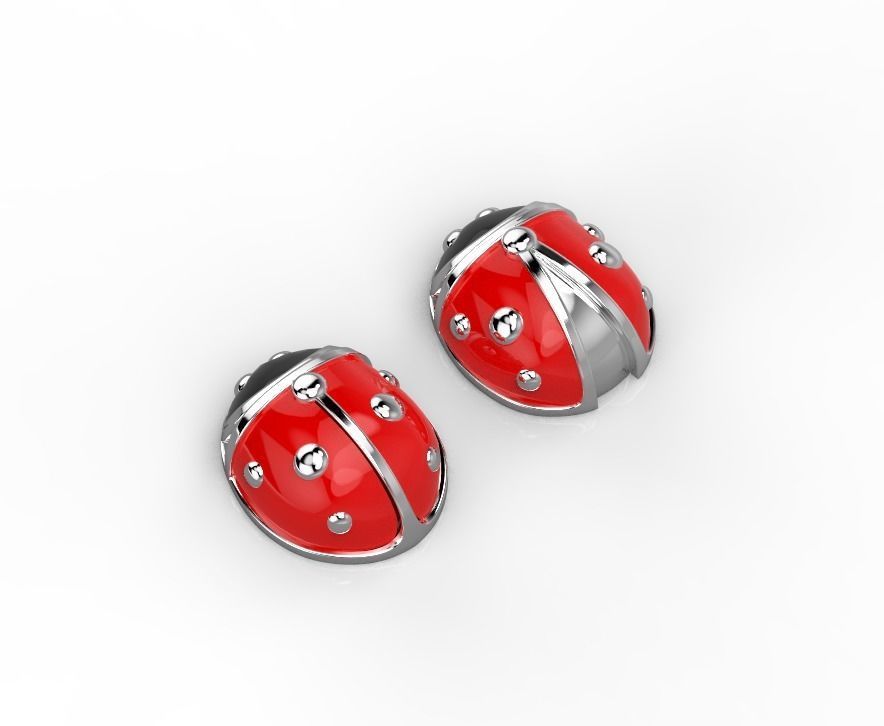 101112 SE stud earrings ladybugs with enamel  3D print model_2