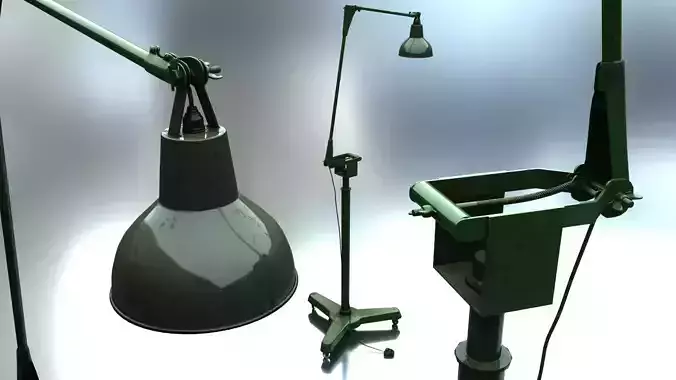 Industrial Floor Lamp Low-poly 3D model
