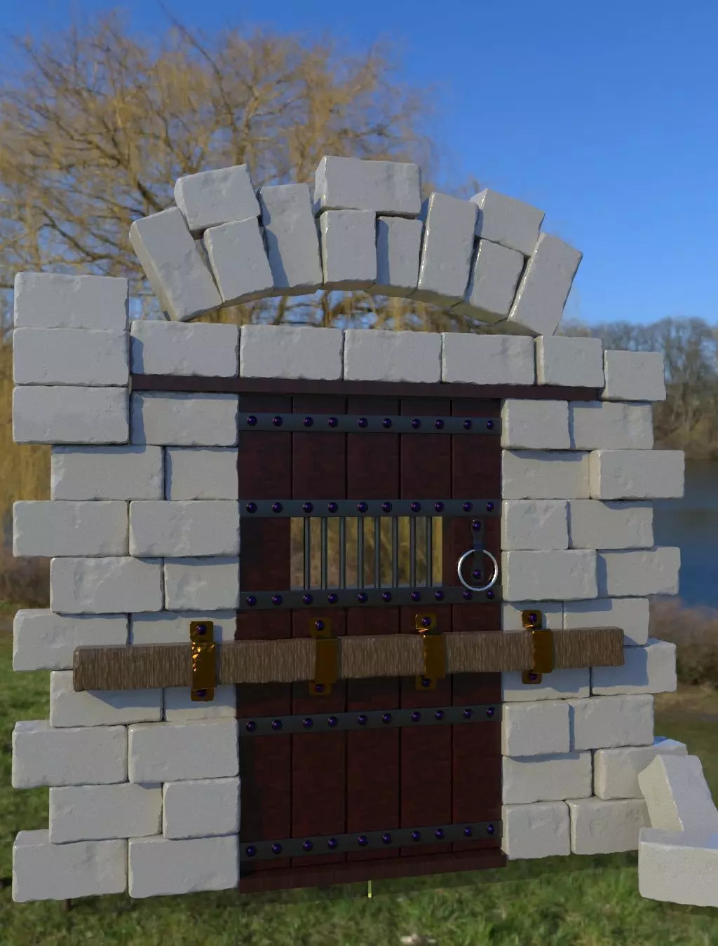 Old Wood Dor 3D model_0