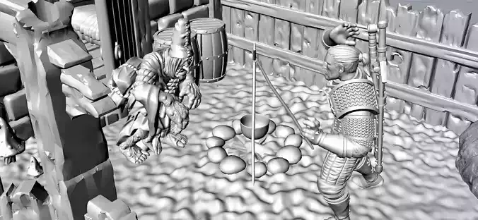 witcher two people in medieval setting