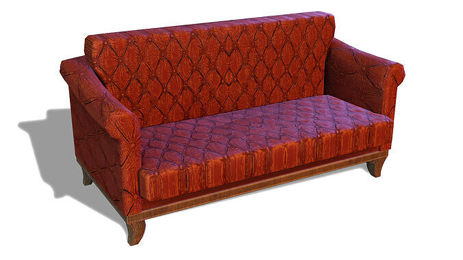 Lowpoly Two-Seater Sofa Game-Ready 3D Model with 8 PBR Texture Low-poly 3D model