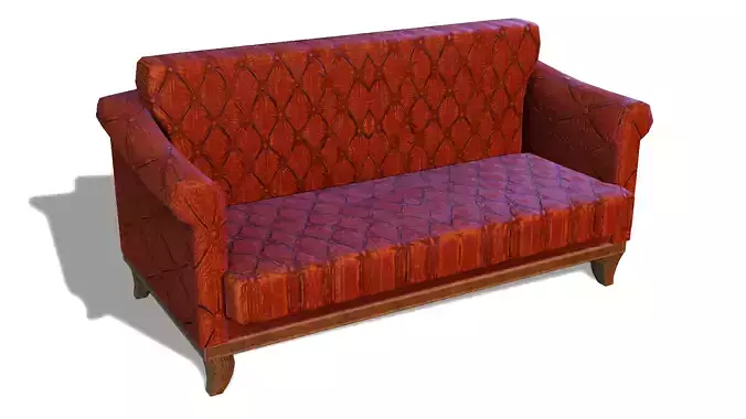 Lowpoly Two-Seater Sofa Game-Ready 3D Model with 8 PBR Texture Low-poly 3D model